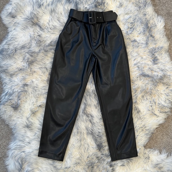 ZARA Women’s Belted Faux Leather Pants - Picture 4 of 5